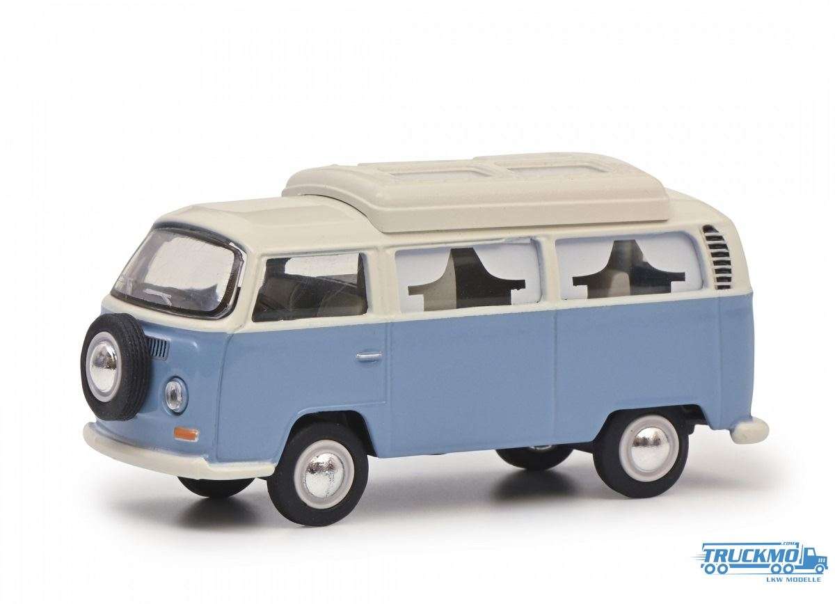 Schuco Volkswagen T2 Camper geschlossen blau weiß 452030400