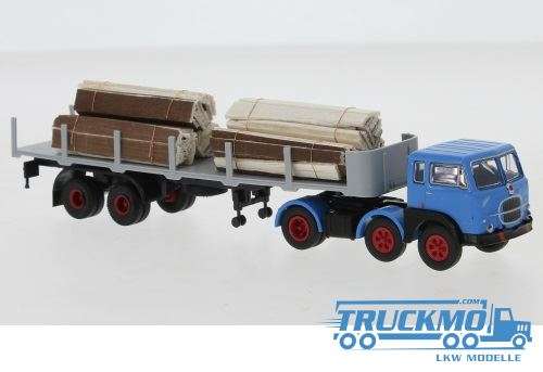 Brekina Fiat 690T stake semitrailer wood cargo 1960 58509