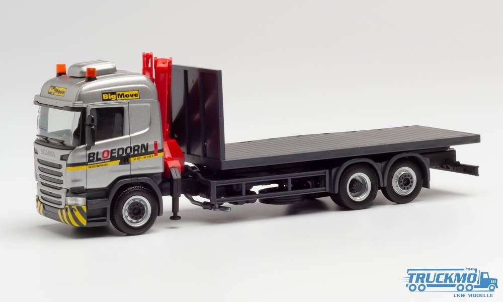 Herpa Bloedorn Scania R ´09 HL flatbed truck with crane 940184