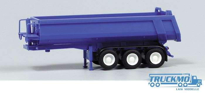 AWM Carnehl tipper trough trailer 3axle Mulde and Chassis blue, rims white 670155