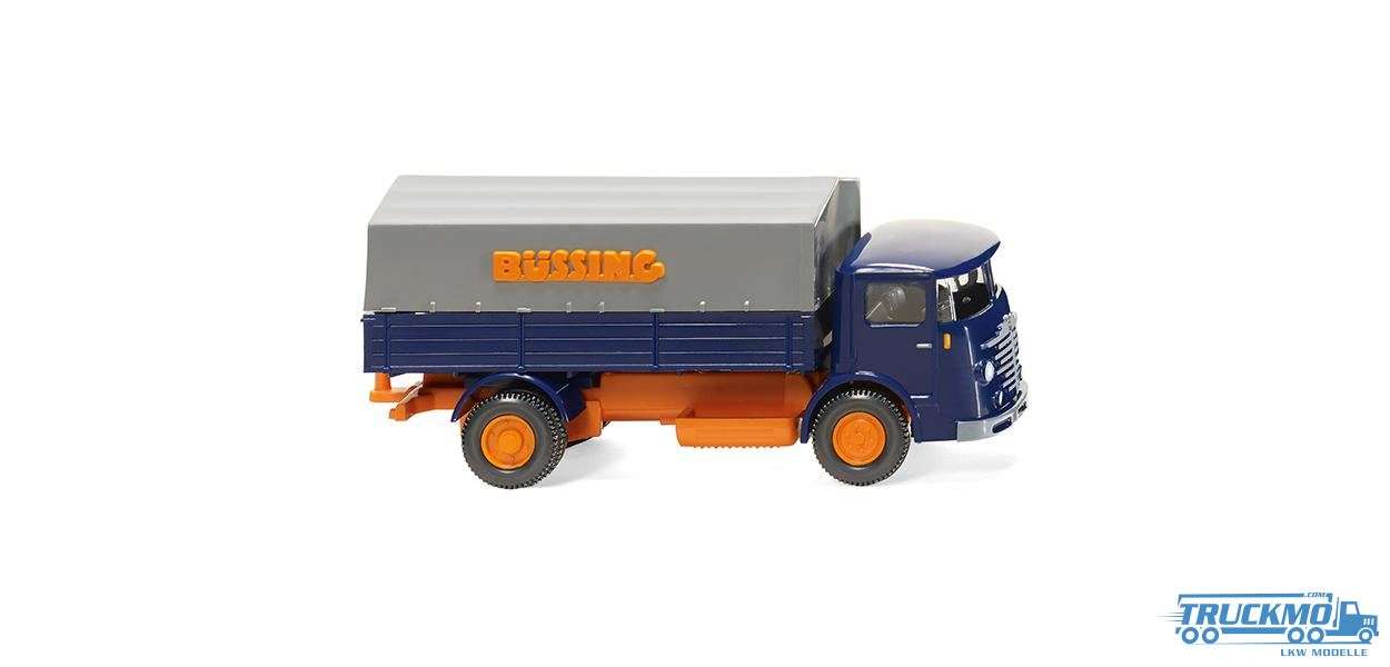 Wiking Büssing 4500 Flatbed trucks blau orange 047601