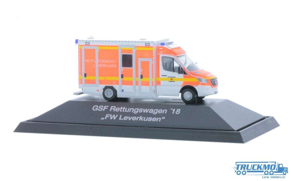Rietze Feuerwehr Leverkusen Mercedes Benz Sprinter GSF RTW 76275