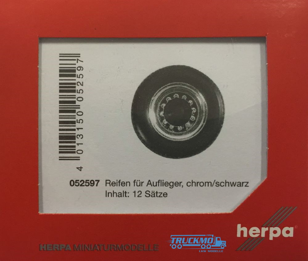 Herpa Reifen für Auflieger (chrom/schwarz, 12 Sätze) 052597