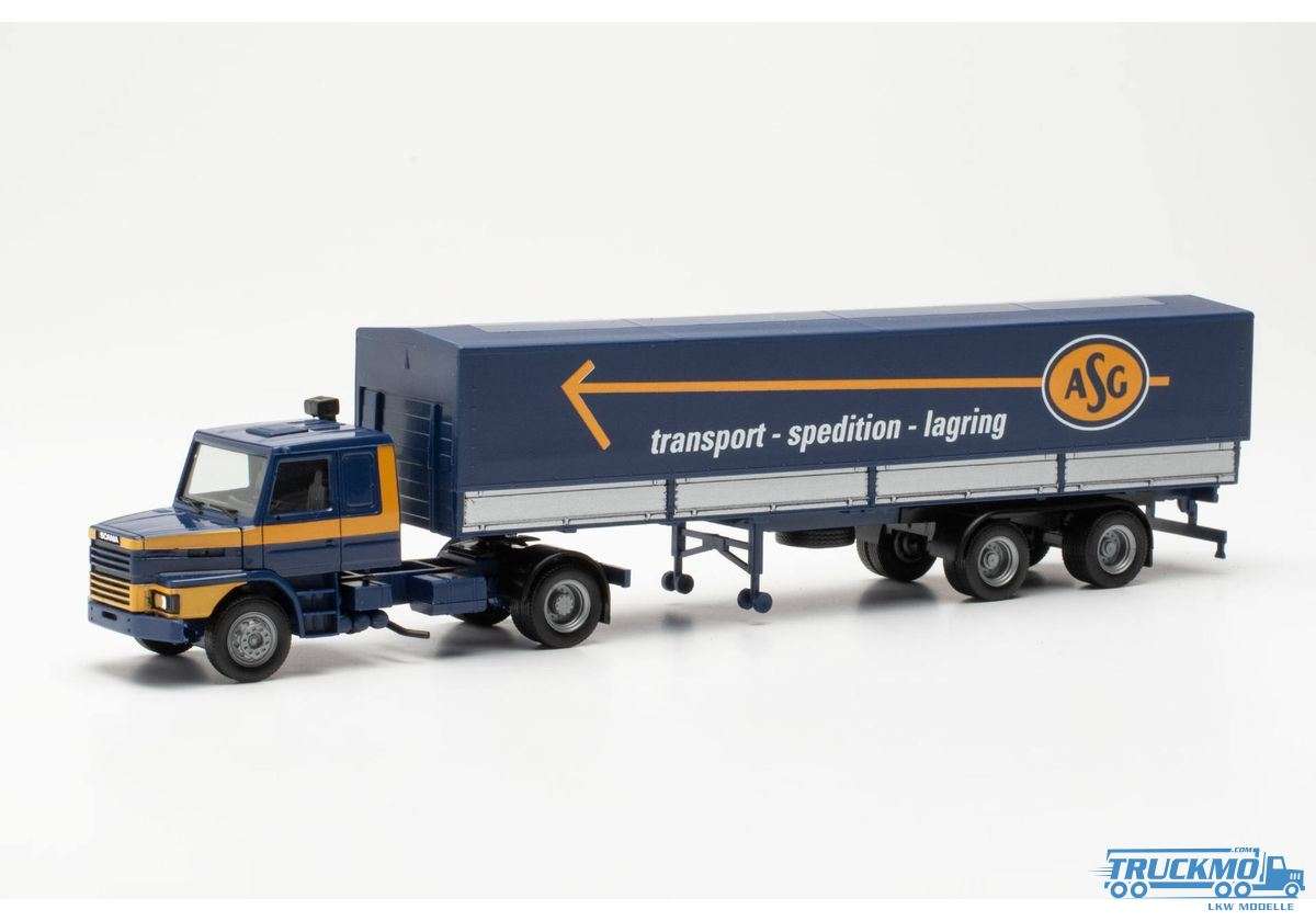 Herpa ASG Scania Hauber Flatbed Tarpaulin Semitrailer 317061
