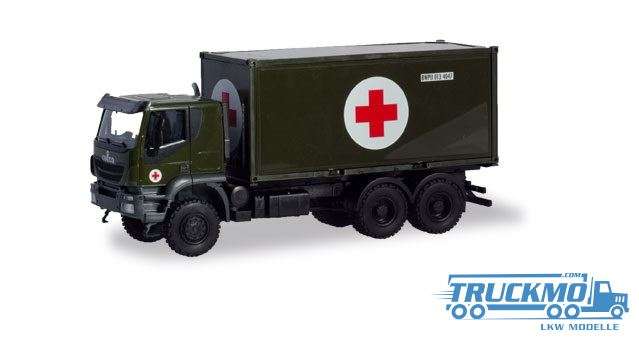 Herpa German Federal Iveco Trakker 6x6 roll off Container 746519