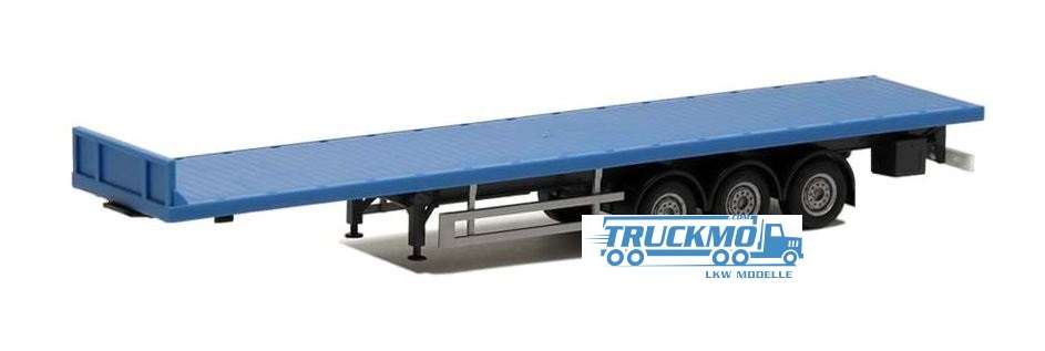 Herpa flatbed trailer with front sign 3-axle sky blue 671647