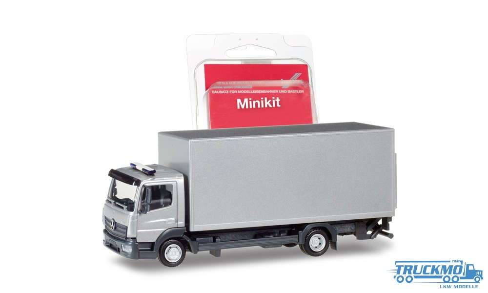 Herpa MiniKit: Mercedes-Benz Atego box truck with liftgate, silver 013239