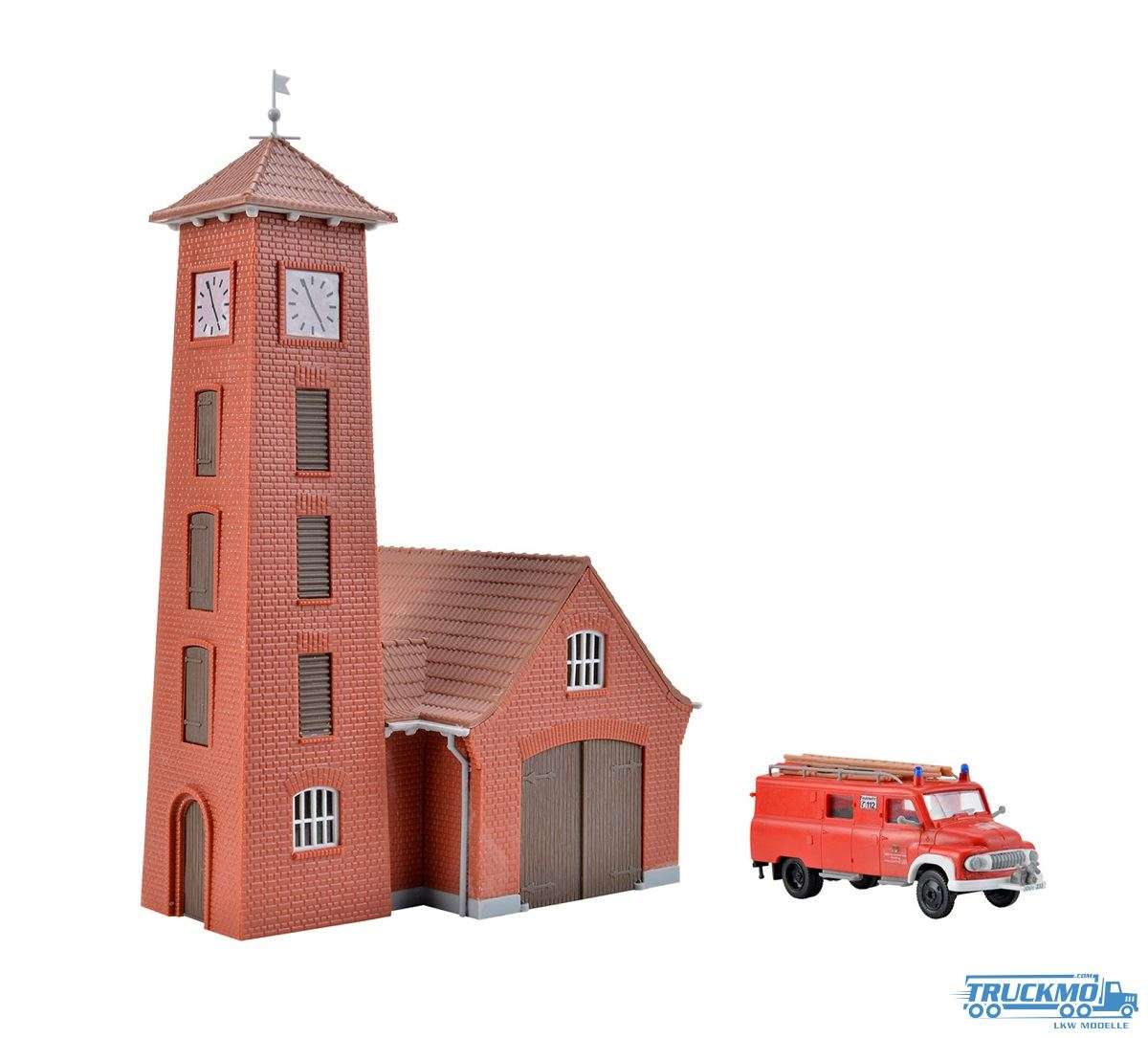 Kibri Feuerwehrhaus Bahlburg-Lüneburg mit Fahrzeug Ford FK2500 39210