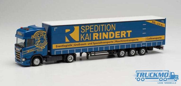 Herpa Spedition Kai Rindert Scania CR20HD jumbo curtain tarpaulin semitrailer 949361