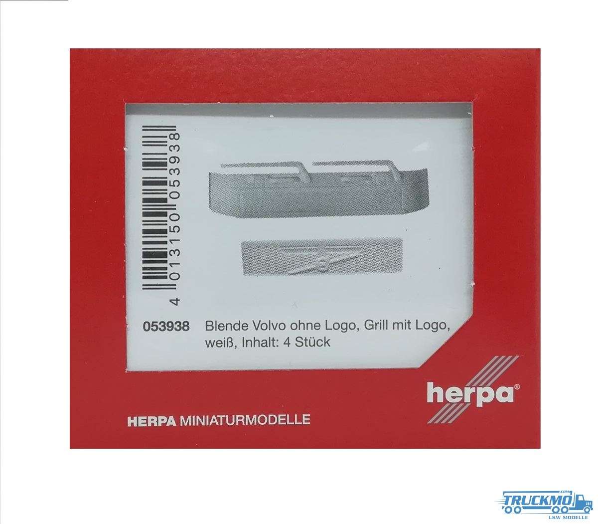 Herpa Blenden Volvo ohne Logo, Grill mit Logo weiß (Inhalt 4 Stück) 053938