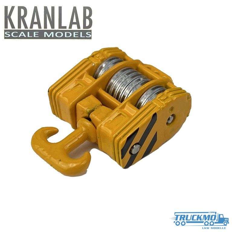 Kranlab metal crane hook 9 rollers for WSI LTM1750 yellow KR75-02Y