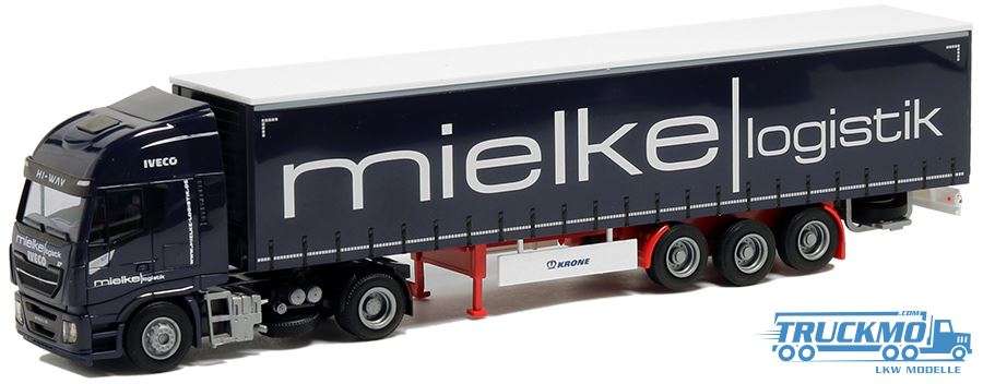 AWM Mielke Iveco Stralis HiWay curtainside semitrailer 75450