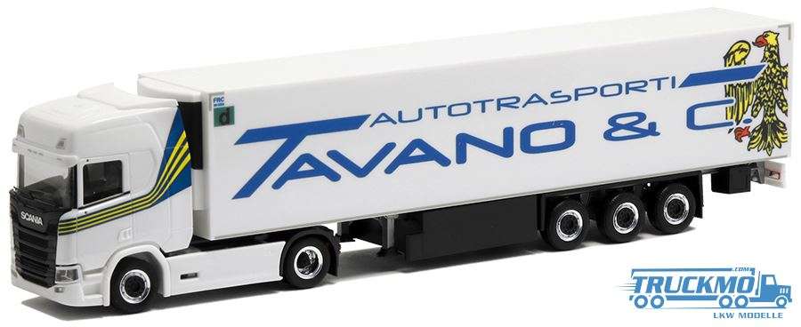 Herpa Tavano Autotransporti Scania CR HD Medi refrigerated box trailer 401934