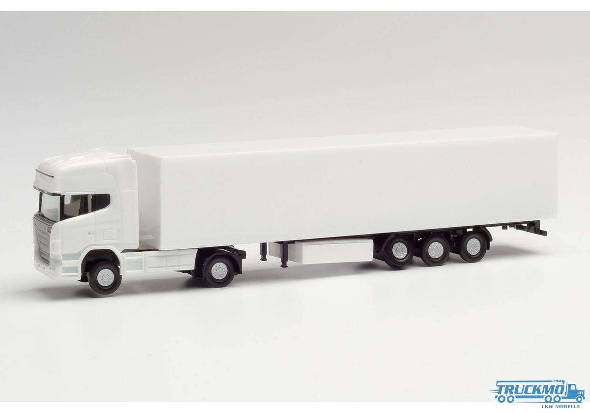 Herpa Minikit Scania R TL box semitrailer white 013802 scale 1.160