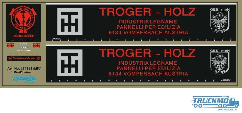 TRUCKMO Decal Andreas Schubert Troger-Holz curtainside semitrailer LT1184
