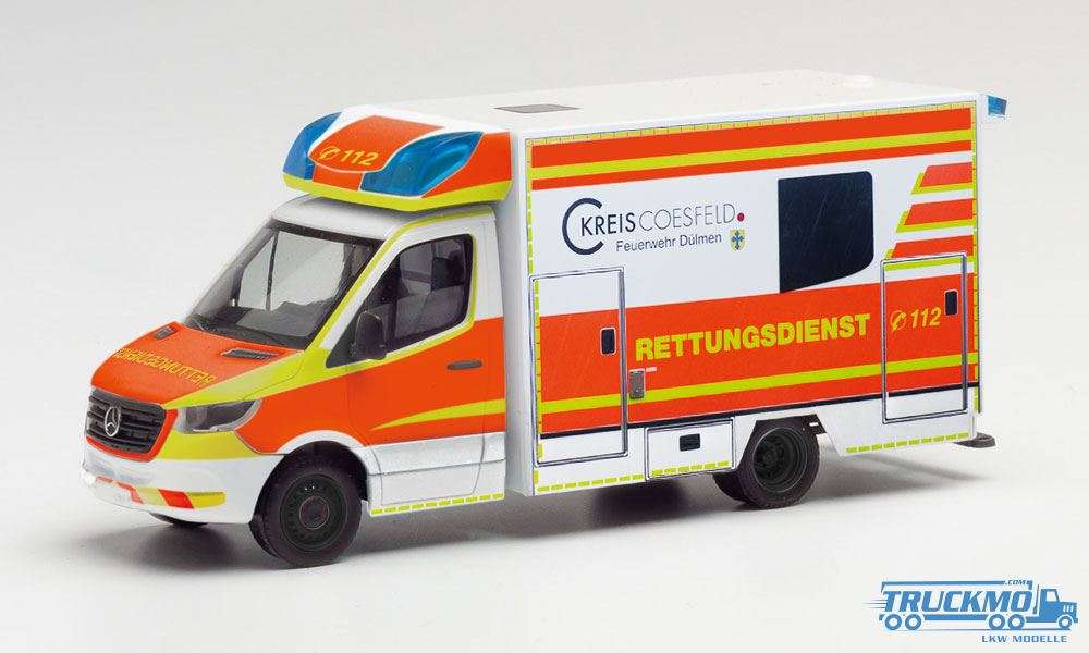 Herpa Rettungsdienst Dülmen Mercedes Benz Sprinter ´18 Fahrtec RTW 095570