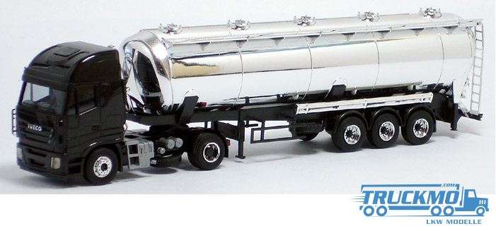 AWM Iveco Stralis II 60cbm chrome silo trailer 2/3 axle FH and Chassi black silo chrome BM000259