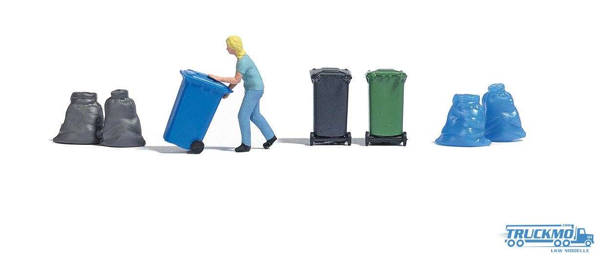 Bush woman with garbage can 7874