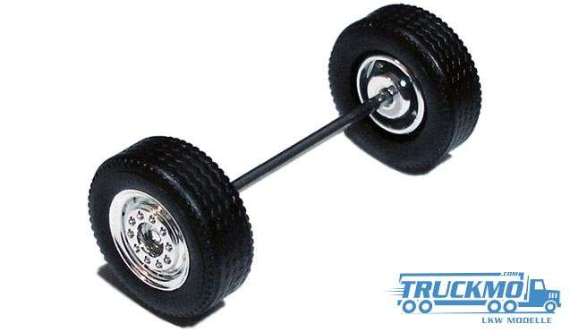 Herpa Wheelset chromed MEDI wide tires, front axle and trailer axle 690001e