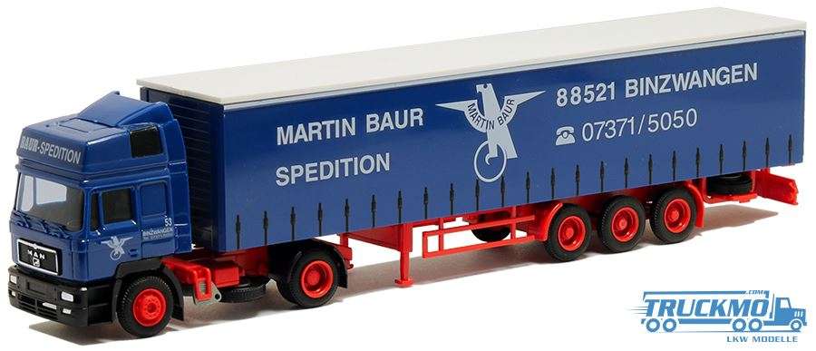 AWM Baur Spedition MAN F2000 HD curtain tarpaulin trailer 75850
