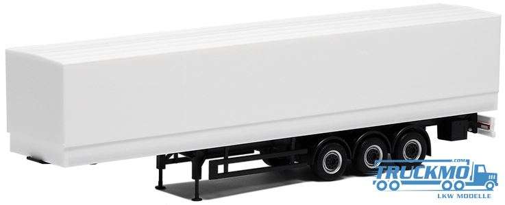 Herpa curtainside trailer with rear doors 3 axle (white + chassis black) 640122