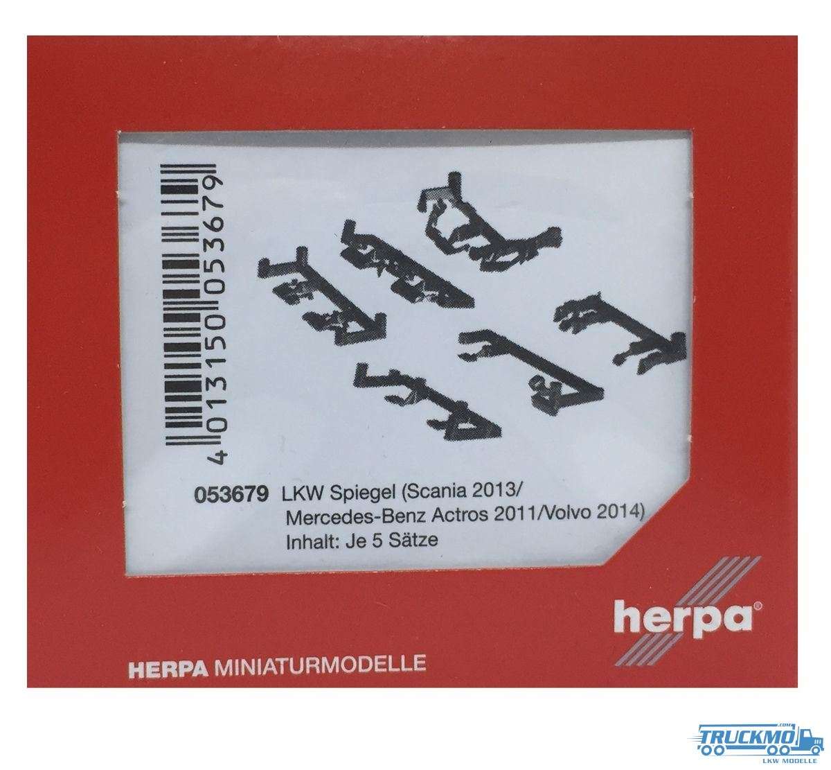 Herpa LKW Spiegel Volvo 2014 / Mercedes-Benz Actros 2011/ Scania 2013 (5 Satz je Fahrzeugtyp)
