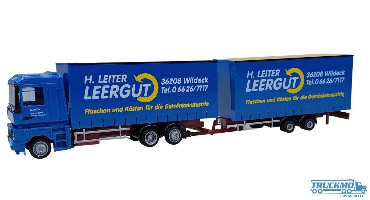 AWM Leiter Leergut Renault Magnum Curtain Box Truck-Trailer 76086