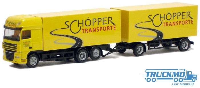 Herpa Schöpper Transporte DAF XF105 SSC box trailer train 4743