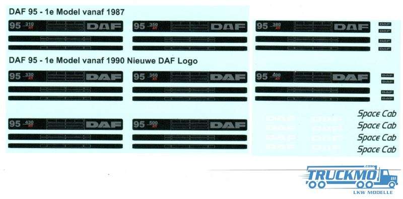 Tekno Parts DAF 95 Type Stickers Decal Watertransfer 020-104 80515