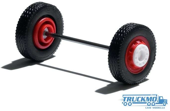 Herpa front axle wheel set 2 pieces red / white 690125a