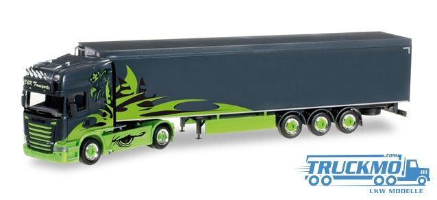 Herpa Poison Arrow / B&amp;R Transporte LKW Scania R Schubboden-Sattelzug