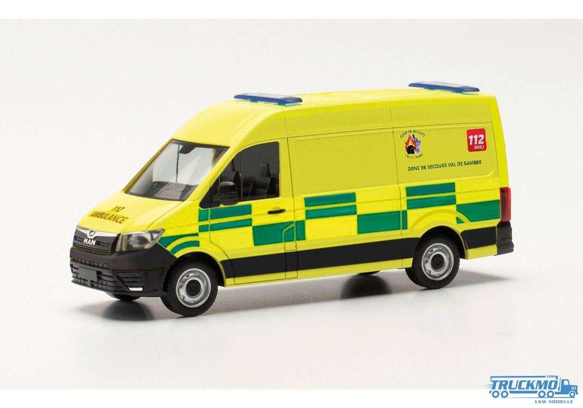 Herpa MAN TGE ambulance vehicel Belgien 096874