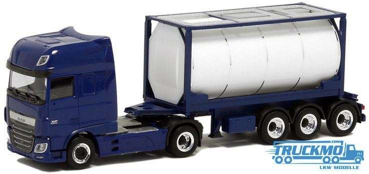 Herpa DAF XF 106 Euro 20 ft. tank container trailier saphir blue 929622