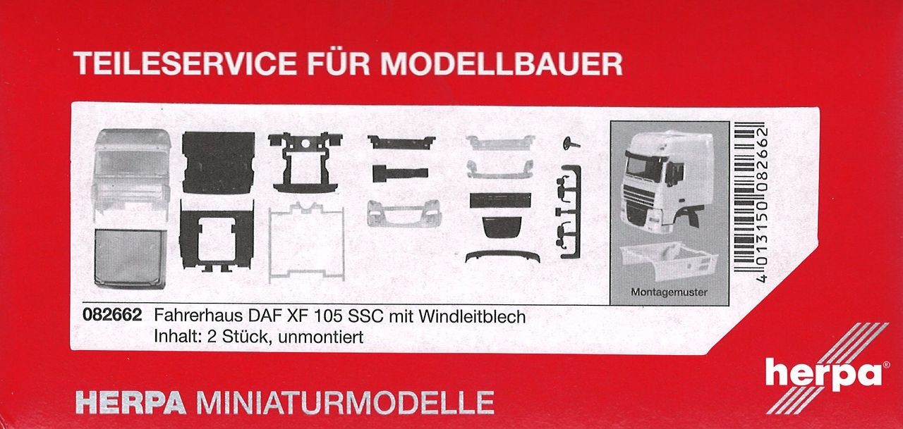 Herpa DAF XF 105 SSC Fahrerhaus mit Windleitbleche und Dachspoiler (inkl. Spiegel) Inhalt: 2 Stück L