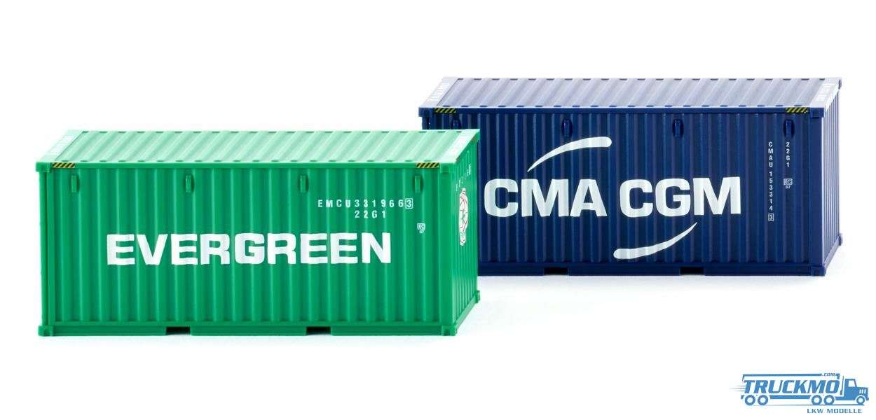 Wiking Evergreen &amp; CMA-CGM Zubehörpackung 20´ Container 001814
