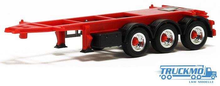 Herpa Container Trailer red 20ft / 26ft rims chrome red 480027A