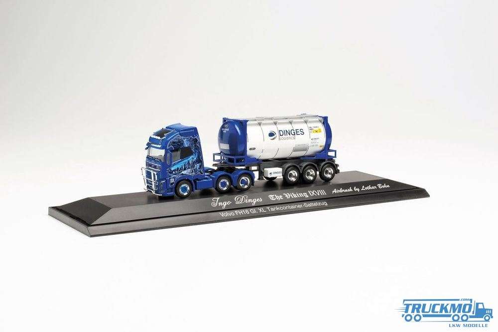 Herpa Ingo Dinges Volvo FH Globetrotter XL 6x2 tank container semitrailer 122184