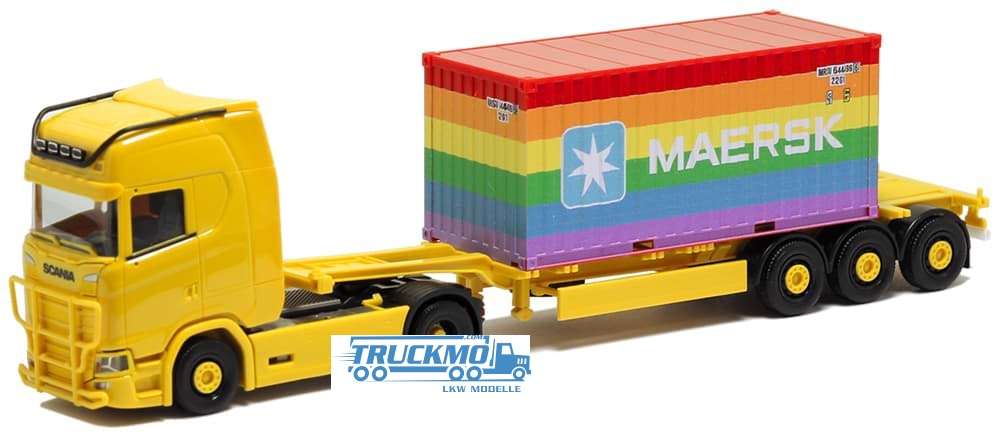 Herpa Scania CS20HD 40ft Container Semitrailer + 20ft Maersk Rainbow Container BM000509