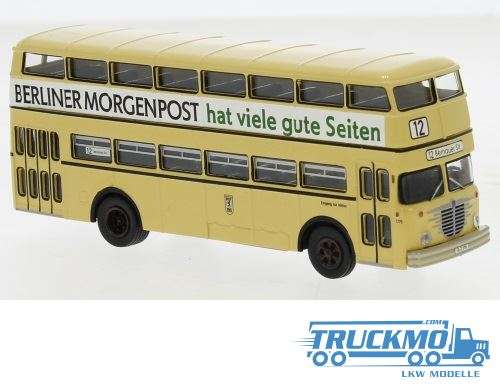 Brekina BVG Berliner Morgenpost Büssing D2U double decker Bus 1960 61259