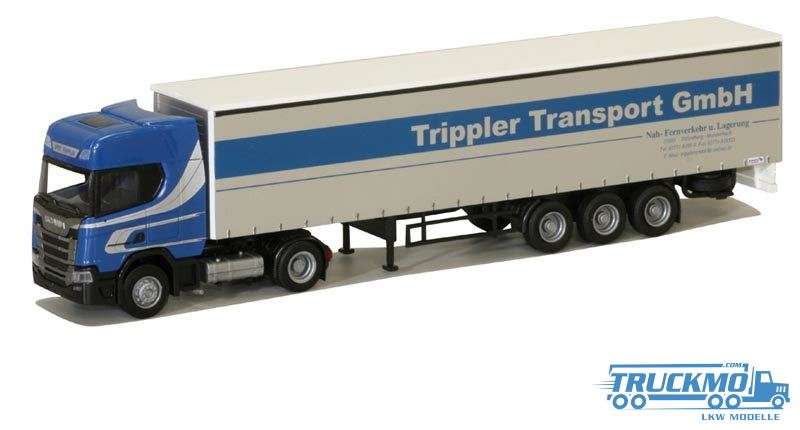 AWM Trippler Scania SR Aerop Gradine tarpaulin box semitrailer 75662
