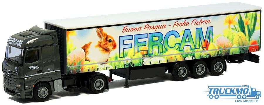 AWM FERCAM / Easter Mercedes Benz Actros 5 Streamspace Aerop curtain tarpaulin box trailer 75123