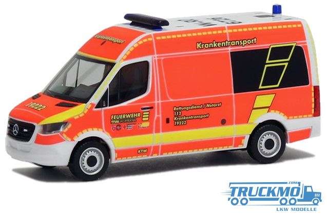 Herpa Krankentransport Feuerwehr Wuppertal Mercedes Benz Sprinter 18 Bus HD 946704