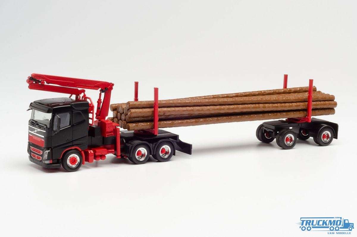 Herpa Volvo FH FD log transporter semitrailer black red 313575