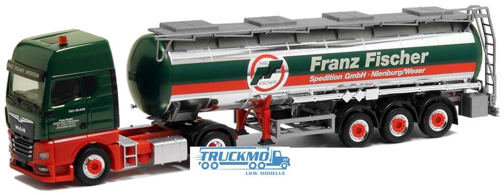 Herpa Fischer Spedition MAN TGX GX Feldbinder chemistry tanker semitrailer chrome 5142