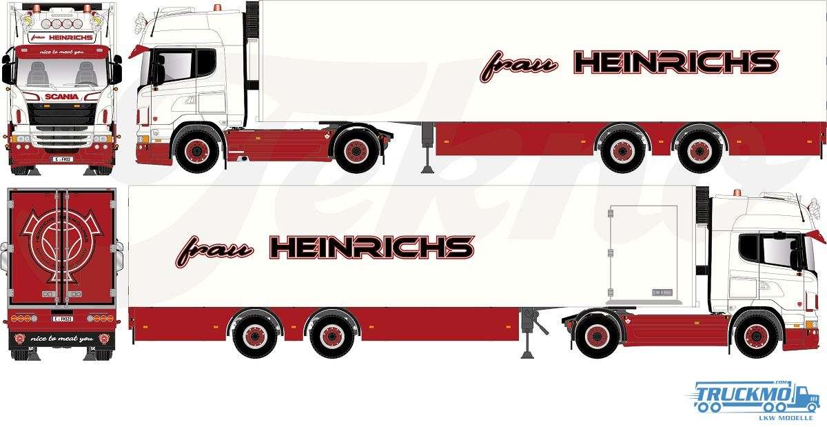 Tekno Frau Heinrichs Scania R-Serie Topline Reefer Semitrailer 2axle 85764