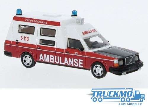 Brekina Volvo 265 Ambulance Norway 1985 weiß rot 87717