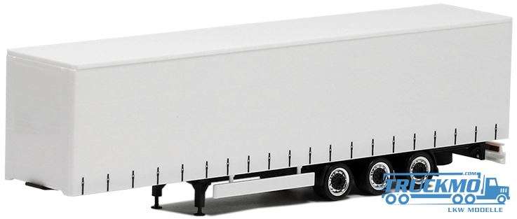 Herpa Megatrailer curtainside trailer 3axle (white, Chassis black, rims chrom/black) 640417