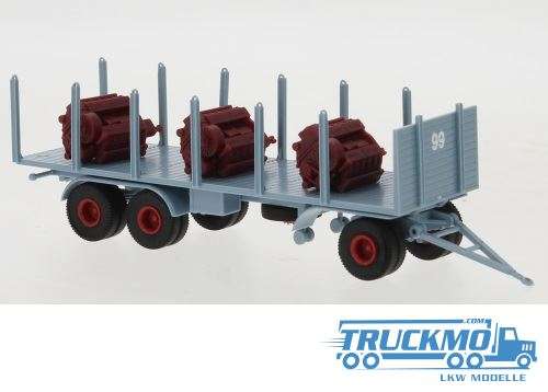 Brekina 3axle stake trailer blueish grey Nr. 99 1955 95577