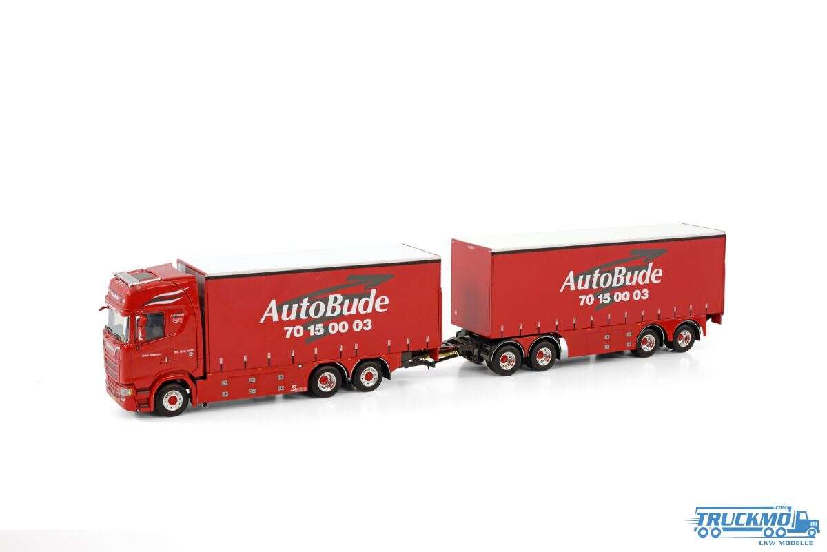 WSI Autobude Scania S Highline CS20H 6x2 Tag Axle Curtain Tarpaulin Truck-Trailer 01-3820