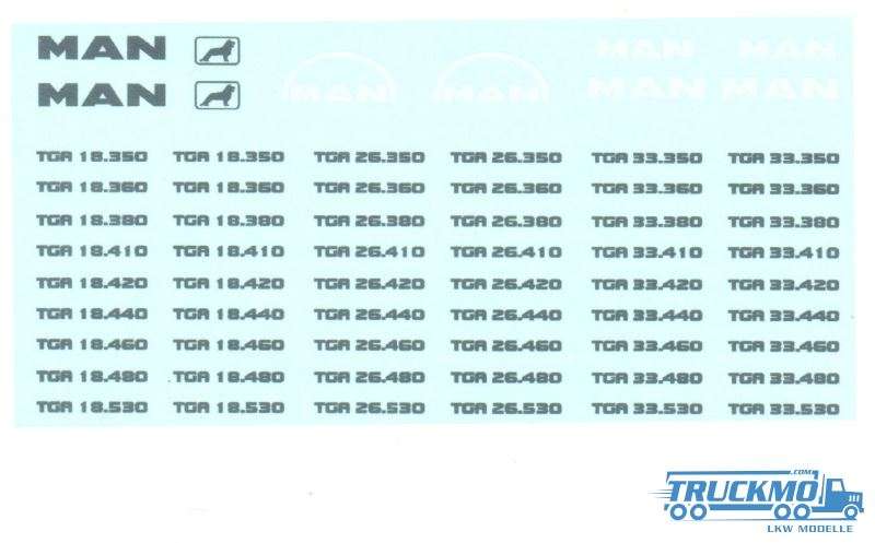 Tekno Decals MAN TGA Type Bezeichnung Decal 020-147 80558